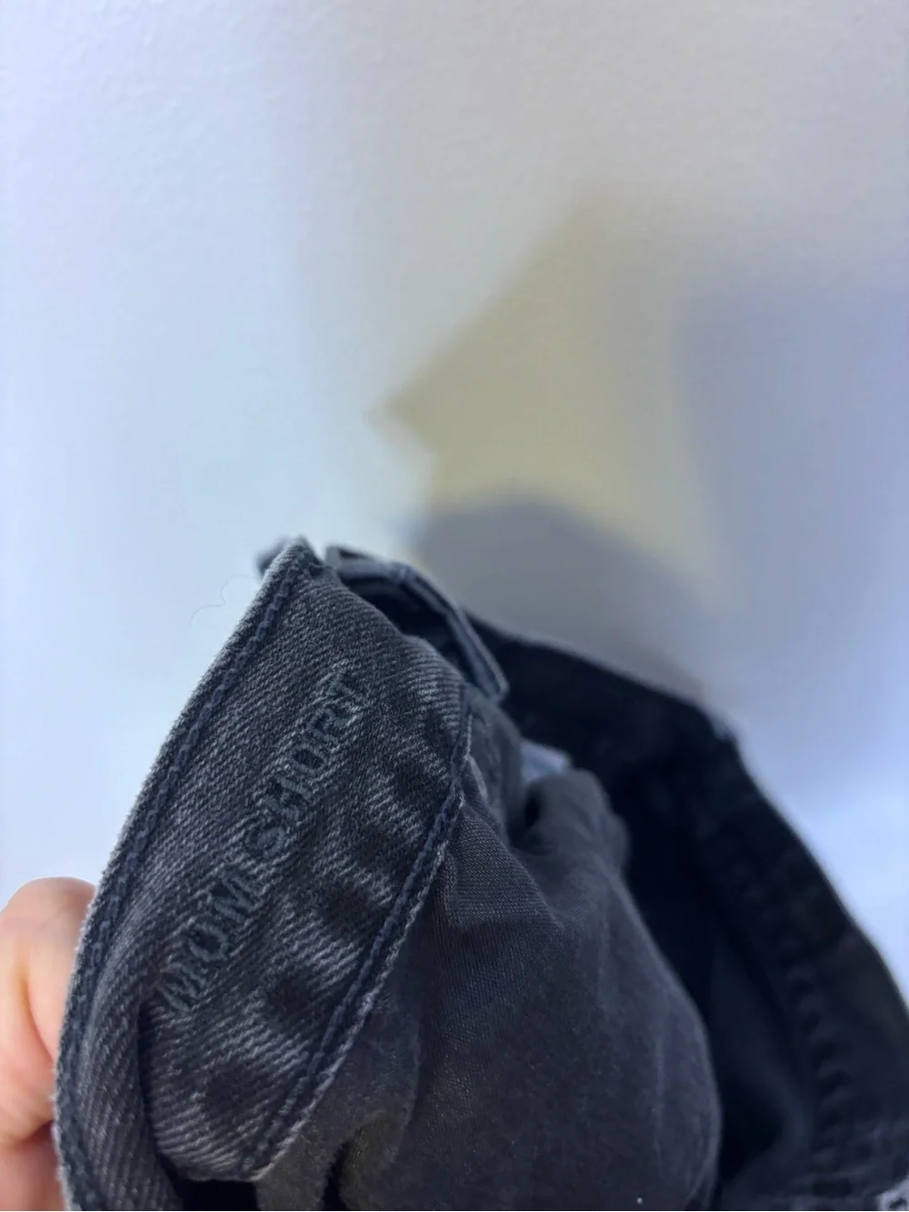 American Eagle High Rise Black Distressed Mom Denim Shorts 4
